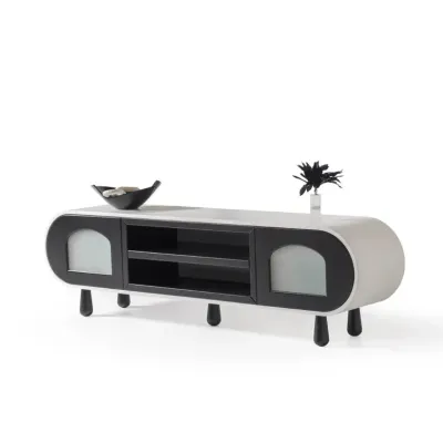 Glaze Tv Unit Cream Black 200cm