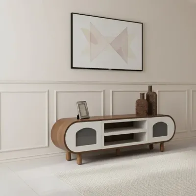 Glaze Tv Unit Walnut Cream 200cm Glaze Tv Unit Walnut Cream 200cm