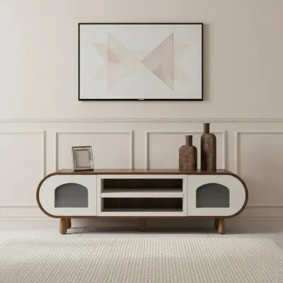Glaze Tv Unit Walnut Cream 200cm