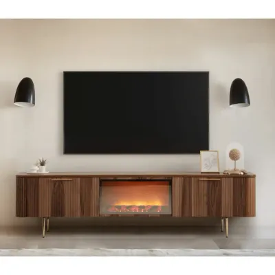 Asta Wooden Fire Tv Unit 200cm