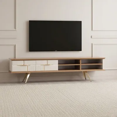 Tribe Wooden Tv Unit Cream 200cm