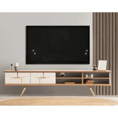 Tribe Wooden Tv Unit Cream 200cm