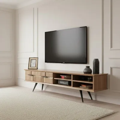Tribe Wooden Tv Unit Walnut 200cm Tribe Wooden Tv Unit Walnut 200cm