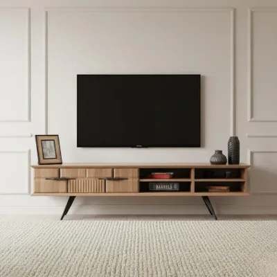 Tribe Wooden Tv Unit Walnut 200cm