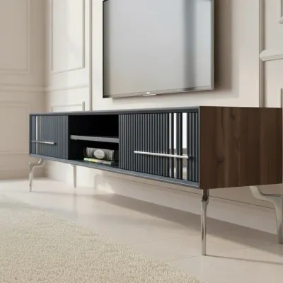 Lincoln Wooden Tv Unit Grey 200cm Lincoln Wooden Tv Unit Grey 200cm