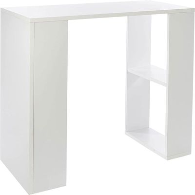 Compact Study and Work Desk with Storage Shelves - Sleek and Functional Design White