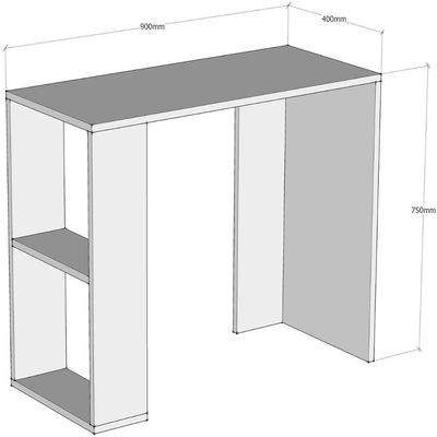 Compact Study and Work Desk with Storage Shelves - Sleek and Functional Design White