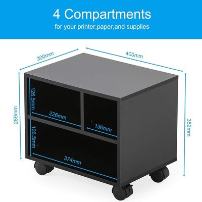 Printer Stands with 3 Storage Compartments Desktop Paper Organizer-Suitable for office and home-White