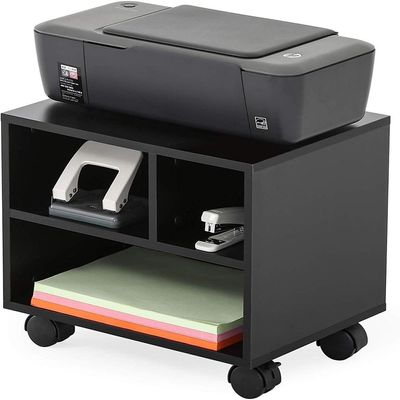 Printer Stands with 3 Storage Compartments Desktop Paper Organizer-Suitable for office and home-White