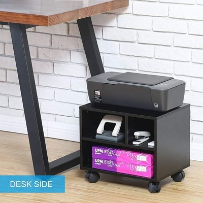 Printer Stands with 3 Storage Compartments Desktop Paper Organizer-Suitable for office and home-White