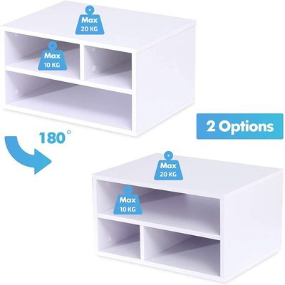Printer Stands with 3 Storage Compartments Desktop Paper Organizer-Suitable for office and home-White