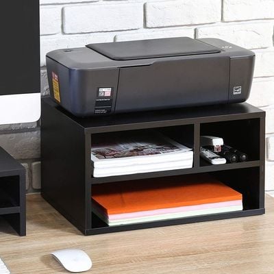 Printer Stands with 3 Storage Compartments Desktop Paper Organizer-Suitable for office and home-White
