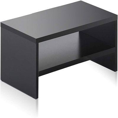 Compact Monitor Stand Riser with Storage Shelf - Ergonomic Desk Organizer - Black