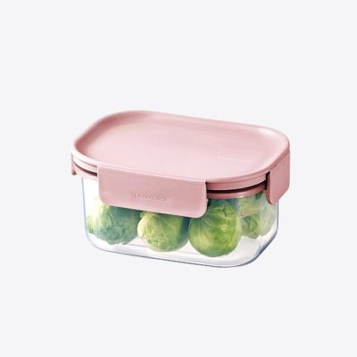 LocknLock Classic Plus Rectangle Food Container 385ml – Pink, 4-Side Locking, Stackable & Leakproof