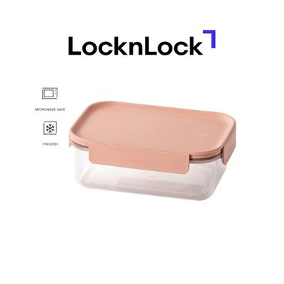 LocknLock Classic Plus Rectangle Food Container 420ml – Pink, 4-Side Locking, Stackable & Leakproof