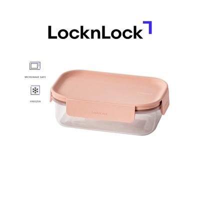 LocknLock Classic Plus Rectangle Food Container 910ml – Pink, 4-Side Locking, Stackable & Leakproof