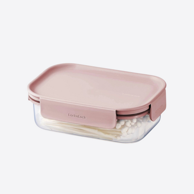 LocknLock Classic Plus Rectangle Food Container 910ml – Pink, 4-Side Locking, Stackable & Leakproof