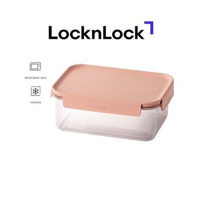 LocknLock Classic Plus Rectangle Food Container 1.65L – Pink, 4-Side Locking, Stackable & Leakproof