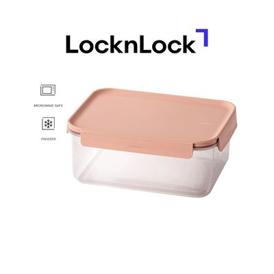 LocknLock Classic Plus Rectangle Food Container 2.75L – Pink, 4-Side Locking, Stackable & Leakproof
