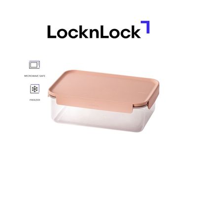LocknLock Classic Plus Rectangle Food Container 2.8L – Pink, 4-Side Locking, Stackable & Leakproof