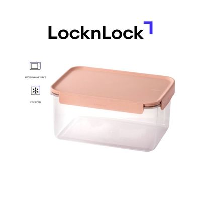 LocknLock Classic Plus Rectangle Food Container 4.4L – Pink, 4-Side Locking, Stackable & Leakproof