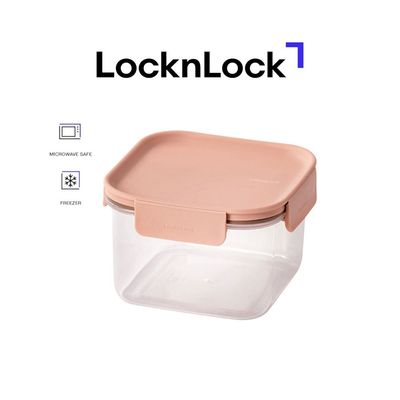 LocknLock Classic Plus Square Food Container 860ml – Pink, 4-Side Locking, Stackable & Leakproof