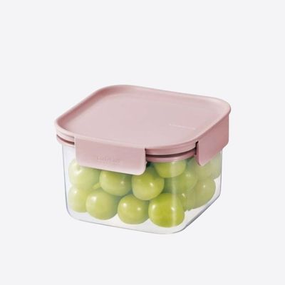 LocknLock Classic Plus Square Food Container 860ml – Pink, 4-Side Locking, Stackable & Leakproof