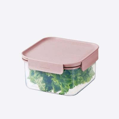 LocknLock Classic Plus Square Food Container 1.25L – Pink, 4-Side Locking, Stackable & Leakproof