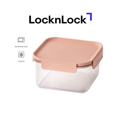 LocknLock Classic Plus Square Food Container 1.25L – Pink, 4-Side Locking, Stackable & Leakproof