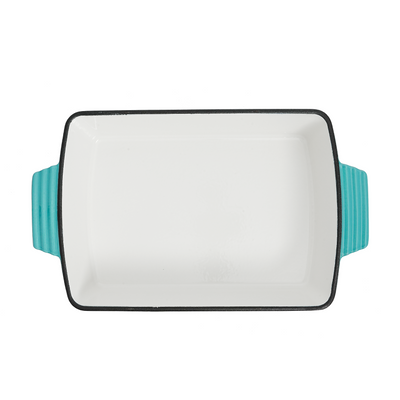 Healthy & Safe Enamel Cast Iron Rectangular Roasting Dish, (12-Inch, Teal) Oven & Induction Compatible, Easy-Clean Non-Stick Interior