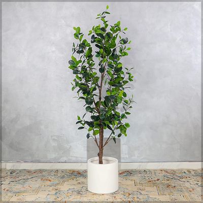 Artificial Ficus Plant, 160cm Tall Realistic PVC Plastic Green Leaves Faux Plants with Pot & Flexible Stem, Everlasting, Maintenance-Free & Waterproof Fake Plants for Home Office Event Decor