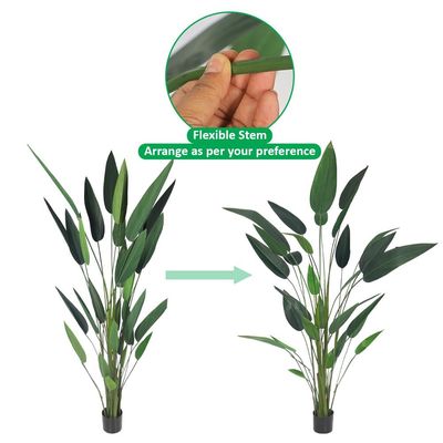 Artificial Faux Bird of Paradise Plant, 230cm Tall Realistic PVC Plastic Green Leaves Faux Plants with Pot & Flexible Stem, Everlasting, Maintenance-Free & Waterproof Fake Plants for Home Event