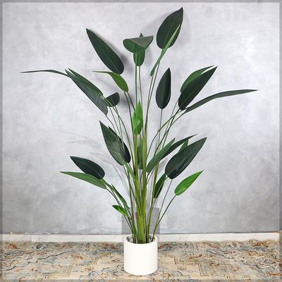 Artificial Faux Bird of Paradise Plant, 230cm Tall Realistic PVC Plastic Green Leaves Faux Plants with Pot & Flexible Stem, Everlasting, Maintenance-Free & Waterproof Fake Plants for Home Event