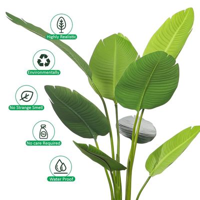 Artificial Banana Faux Plants, 115cm Ultra-Realistic Tropical Foliage Green Leaves Fake Plants with Flexible Stems, Fade-Proof, Pet-Friendly & Maintenance-Free Faux Trees Indoor Outdoor Decor