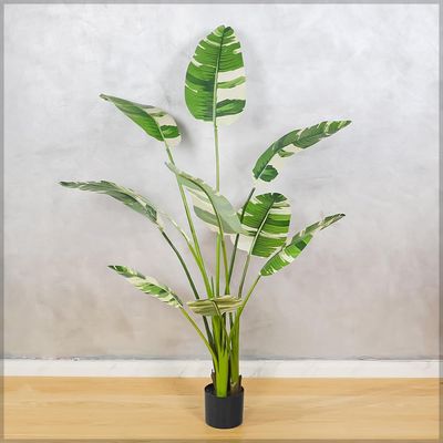 Artificial Banana Faux Plants, 145cm Ultra-Realistic Tropical Foliage Green Leaves Fake Plants with Flexible Stems, Fade-Proof, Pet-Friendly & Maintenance-Free Faux Trees Indoor Outdoor Decor