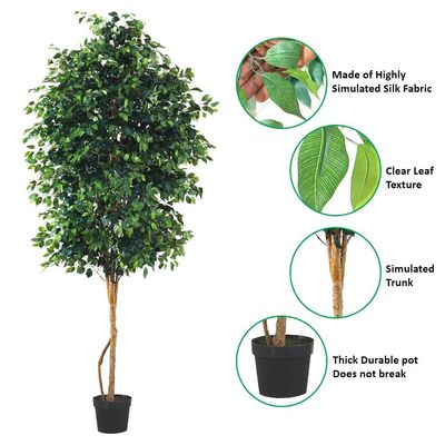 Artificial Ficus Plant, 305cm Tall Fake Plant with Realistic Green Leaves & Pot, Maintenance-Free & Long-Lasting Fake Tree, Waterproof & Odorless Faux Plant for Home Office Event Decor