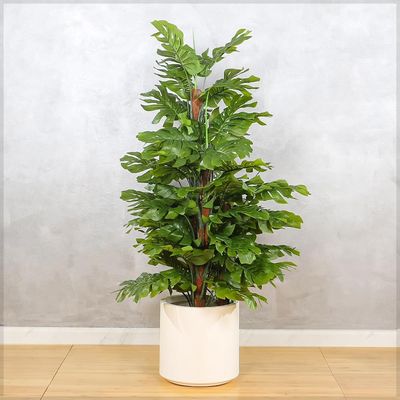 Stunning Monstera Plants, Faux Plant with Green Leaves & Plastic Pot, Waterproof & Maintenance-Free Fake Plants, No-Watering & Long-Lasting Fake Tree for Home Decor & Commercial Space (120cm)