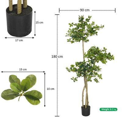 Artificial Olive Tree, 180cm Tall Fake Plant with Realistic Green Leaves & Pot, Waterproof, Odorless, Maintenance-Free & Long-Lasting Flexible Branches Faux Plants for Home Office Event Decor