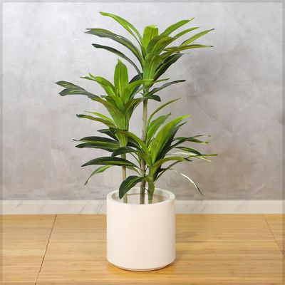 Artificial Dracaena Plant, Faux Plant with Lush Green Leaves, Simulated Simulated Bamboo Trunk & Pot, Waterproof Odorless Fake Plant, Maintenance-Free & Long-Lasting Fake Tree for Decor (100cm)