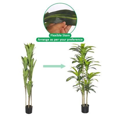 Artificial Dracaena Plant, Faux Plant with Lush Green Leaves, Simulated Simulated Bamboo Trunk & Pot, Waterproof Odorless Fake Plant, Maintenance-Free & Long-Lasting Fake Tree for Decor (150cm)