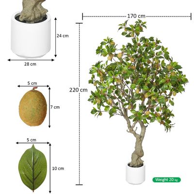 200cm Artificial Kiwi Tree, Fake Plant with Flexible Stems, Green Leaves & Durable Pot, Maintenance-Free & Long-Lasting Fake Tree, Waterproof, Odorless Fake Plant for Home Office Event Decor
