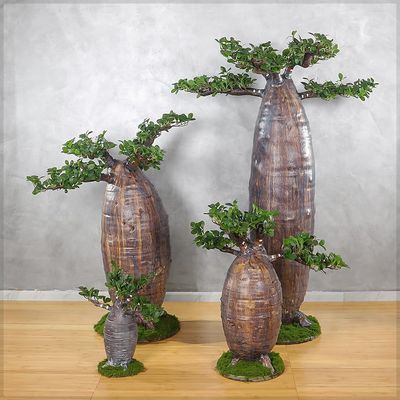 Set of 4 Artificial Baobab Tree,  Faux Plant with Realistic Silk Green Leaves & Simulated Trunk, Maintenance-Free & Long-Lasting Fake Tree, Waterproof & Odorless Fake Plant for Home Event Decor