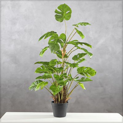 Monstera Faux Plant, Nearly Natural Artificial Plants with Pots & Green Leaves, Waterproof, Fade-Resistant Fake Plants, Pet-Friendly & Maintenance-Free Fake Tree for Home Event Decor (G)