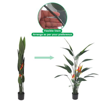 155cm Tall Bird of Paradise Plant, Realistic Faux Plants with Flexible Stem, Green Leaves & Tropical Flower, Everlasting, UV-Resistant, Maintenance-Free & No Watering Fake Plants for Home Decor