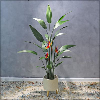155cm Tall Bird of Paradise Plant, Realistic Faux Plants with Flexible Stem, Green Leaves & Tropical Flower, Everlasting, UV-Resistant, Maintenance-Free & No Watering Fake Plants for Home Decor