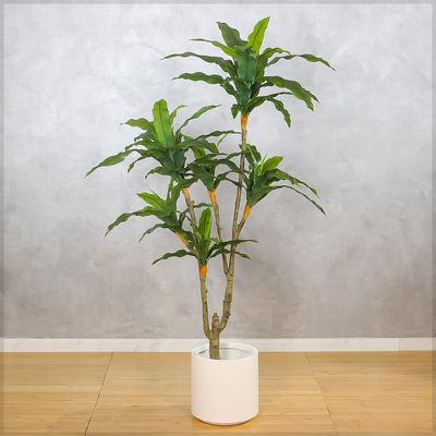 Artificial Dracaena Plant, Realistic Faux Plant with Lush Green Leaves & Sturdy Pot, Eco-Friendly, Waterproof & Maintenance-Free Fake Tree, No-Watering Fake Plants for Home Event Decor (155cm)