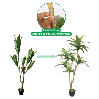 Artificial Dracaena Plant, Realistic Faux Plant with Lush Green Leaves & Sturdy Pot, Eco-Friendly, Waterproof & Maintenance-Free Fake Tree, No-Watering Fake Plants for Home Event Decor (155cm)