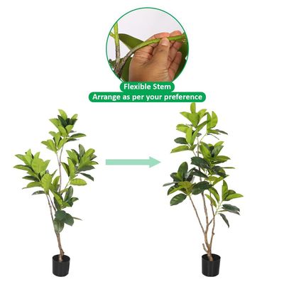 Artificial Rubber Plant, Faux Plant with Flexible Stems, Green Leaves, Simulated Trunk & Pot, Maintenance-Free & Long-Lasting Fake Tree, Waterproof & Odorless Fake Plant for Event Decor (170cm)