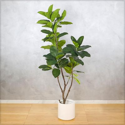 Artificial Rubber Plant, Faux Plant with Flexible Stems, Green Leaves, Simulated Trunk & Pot, Maintenance-Free & Long-Lasting Fake Tree, Waterproof & Odorless Fake Plant for Event Decor (170cm)