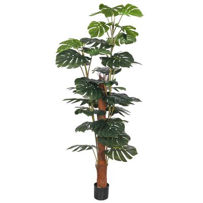 Artificial Monstera Plant, Faux Plant with Flexible Green Leaves, Stems, Simulated Trunk & Pot, Waterproof, Odorless, Maintenance-Free & Long-Lasting Fake Tree for Home Event Decor (180cm)